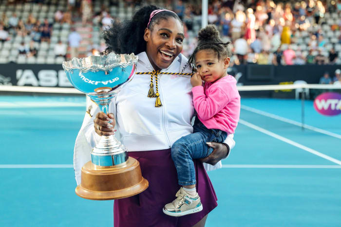 Serena Williams with daughter Olympia.